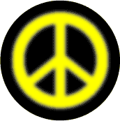 Warm Fuzzy Yellow PEACE SIGN on Black Background--BUTTON