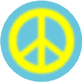 Warm Fuzzy Yellow PEACE SIGN on Light Blue Background--BUTTON