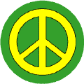 Yellow PEACE SIGN on Green Background--BUMPER STICKER