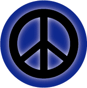 Glow Black PEACE SIGN on Blue--BUTTON
