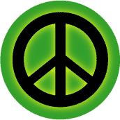 Glow Black PEACE SIGN on Green--BUTTON