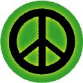 Glow Black PEACE SIGN on Green--BUTTON
