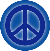Glow Blue PEACE SIGN--BUTTON