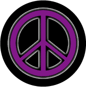 Glow Dark Purple PEACE SIGN Black Border on Black Background--MAGNET