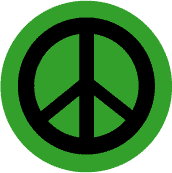Black PEACE SIGN on Green Background--BUMPER STICKER