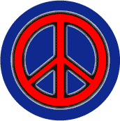 Glow Dark Red PEACE SIGN Black Border on Blue Background--STICKERS