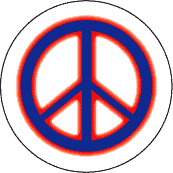 Glow Dark Blue PEACE SIGN Red Border--BUTTON