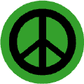 Black PEACE SIGN on Green Background--BUTTON