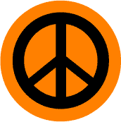 Black PEACE SIGN on Orange Background--MAGNET