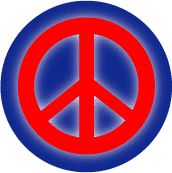 Glow Light Red PEACE SIGN on Blue Background--MAGNET