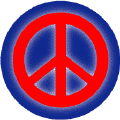 Glow Light Red PEACE SIGN on Blue Background--BUTTON