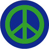Green PEACE SIGN on Blue Background--T-SHIRT