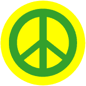 Green PEACE SIGN on Yellow Background--MAGNET