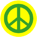 Green PEACE SIGN on Yellow Background--STICKERS