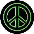 Neon Glow Black PEACE SIGN with Green Border Black Background--STICKERS