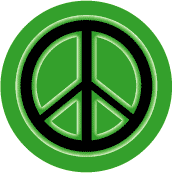Neon Glow Black PEACE SIGN with Green Border Green Background--BUTTON
