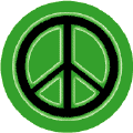 Neon Glow Black PEACE SIGN with Green Border Green Background--BUTTON