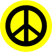 Black PEACE SIGN on Yellow Background--KEY CHAIN