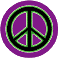 Neon Glow Black PEACE SIGN with Green Border Purple Background--T-SHIRT