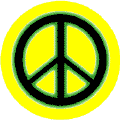 Neon Glow Black PEACE SIGN with Green Border Yellow Background--BUTTON