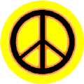 Neon Glow Black PEACE SIGN with Orange Border Yellow Background--BUTTON