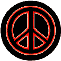 Neon Glow Black PEACE SIGN with Red Border Black Background--STICKERS