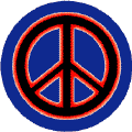 Neon Glow Black PEACE SIGN with Red Border Blue Background--STICKERS