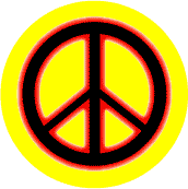Neon Glow Black PEACE SIGN with Red Border Yellow Background--STICKERS