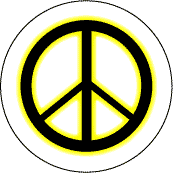 Neon Glow Black PEACE SIGN with Yellow Border--BUTTON