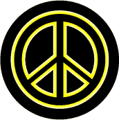 Neon Glow Black PEACE SIGN with Yellow Border Black Background--T-SHIRT