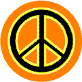 Neon Glow Black PEACE SIGN with Yellow Border Orange Background--KEY CHAIN