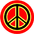 Neon Glow Black PEACE SIGN with Yellow Border Red Background--STICKERS