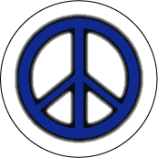 Neon Glow Blue PEACE SIGN with Black Border--BUTTON