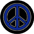 Neon Glow Blue PEACE SIGN with Black Border Black Background--BUTTON