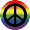 Black PEACE SIGN with Rainbow Background--STICKERS
