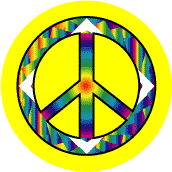 PEACE SIGN: Rainbow Mountaintop 4--Too Groovy PEACE SIGN BUTTON