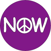 PEACE SIGN: Peace NOW 4--WORD PICTURE PEACE SIGN BUTTON