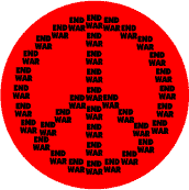 PEACE SIGN: WORDS End War Black Red--BUTTON