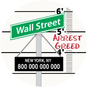 Arrest Greed - OCCUPY WALL STREET POLITICAL BUTTON
