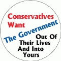 Conservatives Want The Government Out Of Their Lives And Into Yours POLITICAL BUMPER STICKER