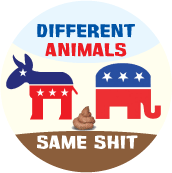 Different Animals Same Shit [donkey, elephant] POLITICAL STICKERS