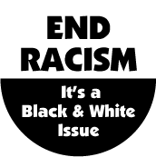 END RACISM - It's a Black and White Issue POLITICAL STICKERS