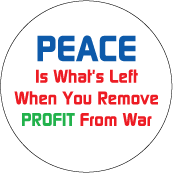 Peace Is What's Left When You Remove Profit From War POLITICAL BUTTON