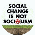 SOCIAL CHANGE IS NOT SOCIALISM (Anarchism Symbol) - POLITICAL BUTTON