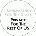 Transparency For The State, Privacy For The Rest Of US POLITICAL BUMPER STICKER