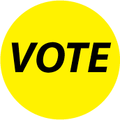 VOTE [black on yellow] POLITICAL BUTTON