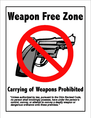 Ohio Weapon Free Zone - PEACE POSTER