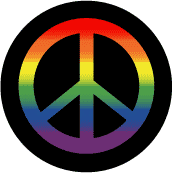 Gay Pride Flag Colors Peace Sign - Black Background--Gay Pride Rainbow Shop BUTTON