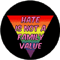 Hate is Not a Family Value - Rainbow Pride Triangle--Gay Pride Rainbow Store BUTTON