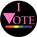 I Vote - Pink Triangle and Rainbow Pride Bar--Gay Pride Rainbow Shop BUTTON
